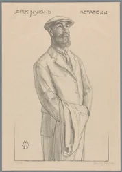 Portret van Dirk Hidde Nijland met jas over de arm