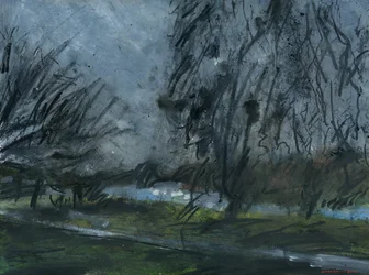 Buccleuch Gardens (acryl, acrylinkt, geperste houtskool, aquarel en gouache op papier)
