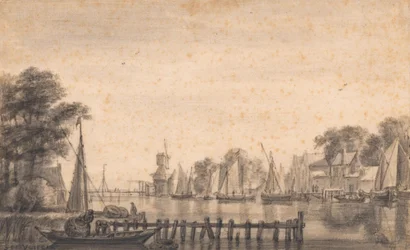 De Vecht bij Weesp met molen „De Stinkerd“