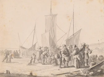 Strand met visverkopers