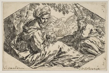 Rust in Egypte, Maria houdt en kijkt naar het kind Jezus terwijl Sint Jozef..., ca. 1637-1639