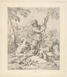Rust in Egypte, Maria voedt het kind Christus terwijl een engel aan boomtakken trekt, ca. 1630-1648