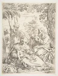 De Heilige Familie rustend op hun vlucht naar Egypte, ca. 1637-1639