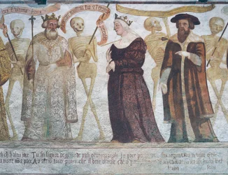 Dood met de koning, de koningin en de dokter (detail) uit De dans van de dood