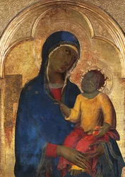 Madonna en Kind, detail van Altaarstuk van San Domenico door Simone Martini (1283-1344)