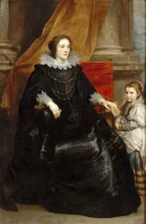 Portret van een voorname dame met haar dochter, ca 1632