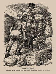 Zwaar Werk. John Bull. Zelfs al is het maar een halve liga, het moet doorgaan, 1935