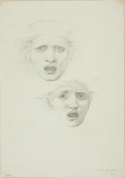 Hoofd van Medusa, twee studies voor Rondanini Medusa