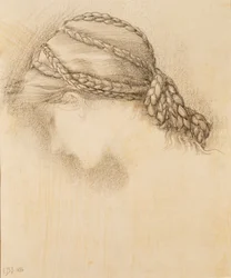 Vrouwenhoofd (detail) uit een schetsboek, 1886