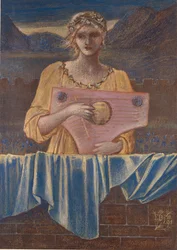 Studie van een vrouw met een muziekinstrument