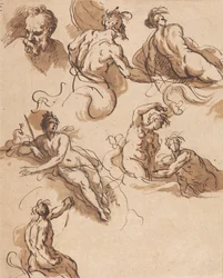 Blad met Klassieke Figurenstudies
