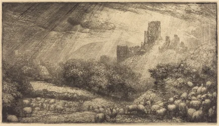 Corfe Castle: Effect van Zonneschijn na Regen