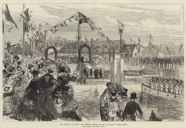 De Markies van Lorne en Prinses Louise landen in Halifax, Nova Scotia