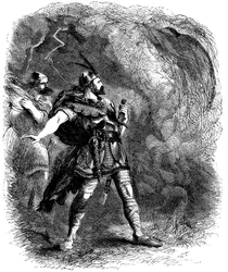 Macbeth en Banquo ontmoeten de drie heksen, 1858
