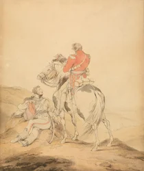 Een Britse stafofficier en een officier van de huzaren