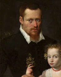 Portret van een man met zijn dochter