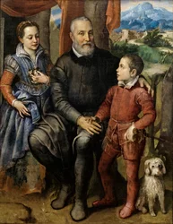 De vader van de kunstenares, Amilcare Anguissola, en haar broers en zussen Minerva en Asdrubale, ca. 1559