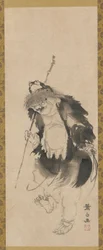 Gama Sennin Chinese Hou Xiansheng en zijn driepotige pad, Edo-periode, 18e eeuw