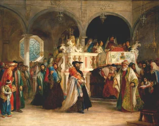 Het Feest van de Vreugde van de Thora in de Synagoge in Livorno, Italië