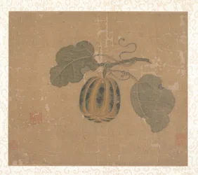 Pompoen (albumblad; inkt en kleur op zijde)