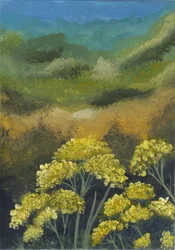 Landschap met gouden bloemen