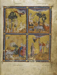 Add. 27210 f.2v Adam en Eva, uit 