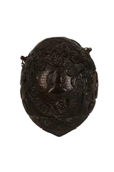 Gesneden kokosnoot poederfles boeman, Spaans Koloniaal, ca.1800 (kokosnoot)