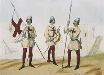 DE SOTTO, Serafin Maria, Graaf van Clonard (1793 - 1862). Historia organica de las armas de Infanteria y Caballeria espanolas. 1851 - 1859. Infanteristen tijdens het bewind van de Katholieke Koningen van Spanje. Vaandeldrager, trommelaar en lansier van de 