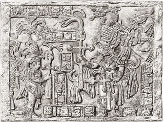 Decoratieve latei uit de oude Maya-stad Yaxchilan, Chiapas, Mexico