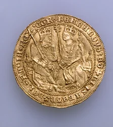 Dubbele excelente van Ferdinand II van Aragón (1479-1516) en Isabella van Castilië (1474-1504), munt van Sevilla, 1475