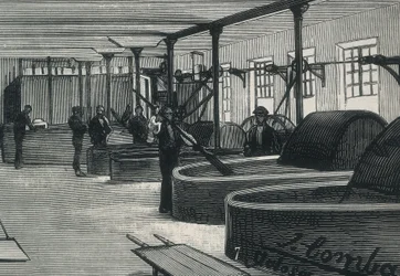 Economie (19e eeuw). Papierfabriek in Spanje 