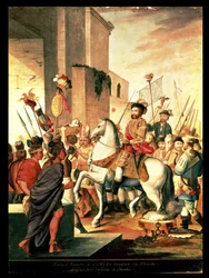 Intocht van het Triomfantelijke Leger van Cortes in Tlaxcala na de Overwinning van Otumba
