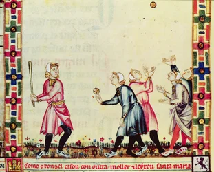 Pelotaspel in de open lucht, uit het manuscript onder leiding van Alfonso X