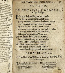 GOGOORA Y ARGOTE, Luis de (1561-1627). Spaanse dichter uit de Gouden Eeuw.; VEGA CARPIO, Felix Lope de (1562-1635). Soneto a Lope de Vega, gedicht opgenomen in Poesias varias de grandes ingenios espanoles, compilatie gemaakt door Ios