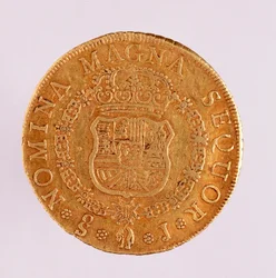 Gouden munt (8 ecus) uit Spanje: regeerperiode van Ferdinand VI