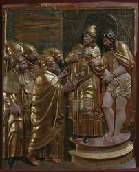 Jezus voor Kajafas (detail)