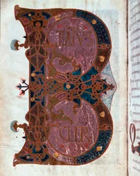 Lettrine B (Beatus). Miniatuur uit 