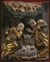 Geboorte van Christus, detail van een Renaissance altaarstuk