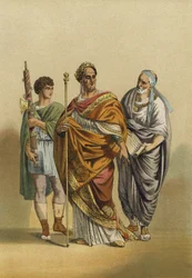 Romeinse priester van Jupiter en zijn bedienden
