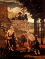 Scènes uit het leven van Sint Hiëronymus; Sint Franciscus in extase met broeder Leo