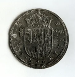 Zilveren kroonmunt van vier reale uit het bewind van Filips III van Spanje en Portugal (1578-1621)