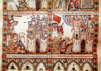 De Saracenen belegeren een christelijke stad (detail)