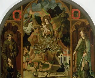 De Maagd van Montserrat met landschap