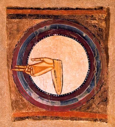 De hand van God, detail van een fresco door de meester van Saint Climent de Taull
