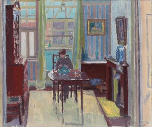 Interieur van kamer aan Cambrian Road 6, Richmond, 1914