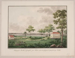 Uitzicht op een Percel bij Grønsund op Falster onder het Classenske Landbouwinstituut