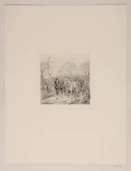 Deens: Branden in het bos. Twee paarden voor één kar