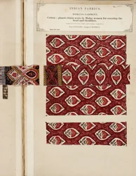 Katoenen geglazuurd chintzmonster uit Poonary, gekocht in Madras, uit The Collection of the Textile Manufacturers of India, door John Forbes Watson, gepubliceerd in 1866
