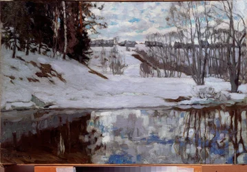 Een rivier bevrijd van het ijs