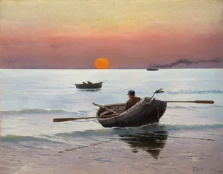 Zonsondergang op zee